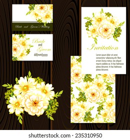 Wedding invitation cards with floral elements