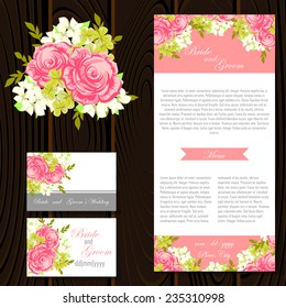 Wedding invitation cards with floral elements