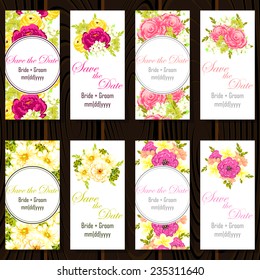 Wedding invitation cards with floral elements