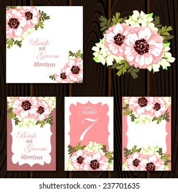 Wedding invitation cards with floral elements