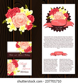 Wedding invitation cards with floral elements