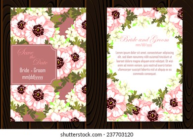 Wedding invitation cards with floral elements