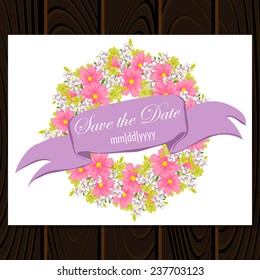 Wedding invitation cards with floral elements