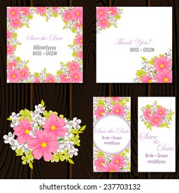 Wedding invitation cards with floral elements