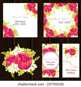 Wedding invitation cards with floral elements