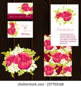 Wedding invitation cards with floral elements