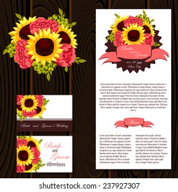 Wedding invitation cards with floral elements