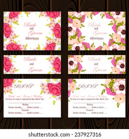 Wedding invitation cards with floral elements