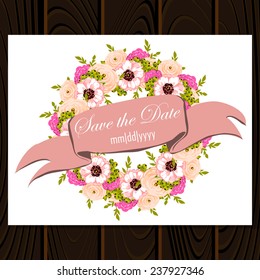 Wedding invitation cards with floral elements