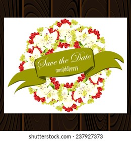 Wedding invitation cards with floral elements