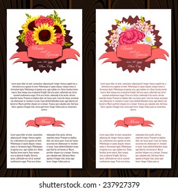 Wedding invitation cards with floral elements
