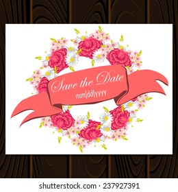 Wedding invitation cards with floral elements