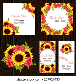 Wedding invitation cards with floral elements