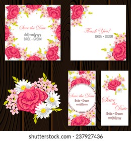 Wedding invitation cards with floral elements