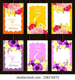 Wedding invitation cards with floral elements