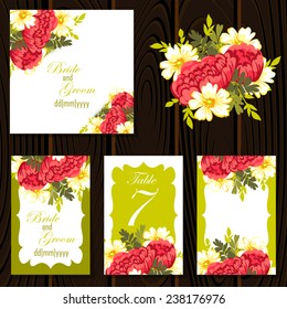 Wedding invitation cards with floral elements