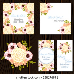 Wedding invitation cards with floral elements