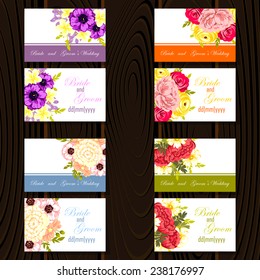 Wedding invitation cards with floral elements
