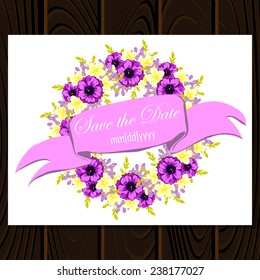 Wedding invitation cards with floral elements