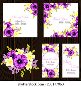 Wedding invitation cards with floral elements