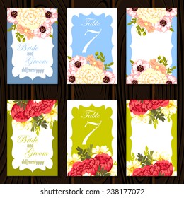 Wedding invitation cards with floral elements