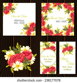 Wedding invitation cards with floral elements