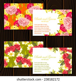 Wedding invitation cards with floral elements