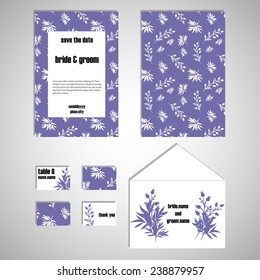 Wedding invitation cards with floral elements