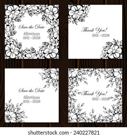 Wedding invitation cards with floral elements