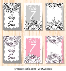 Wedding invitation cards with floral elements