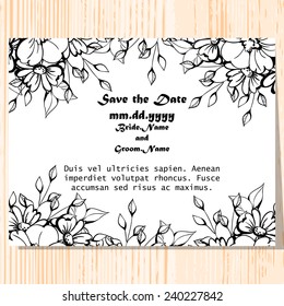 Wedding invitation cards with floral elements