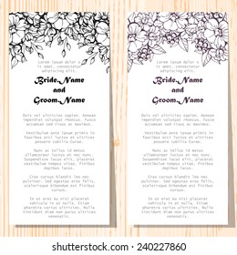 Wedding invitation cards with floral elements