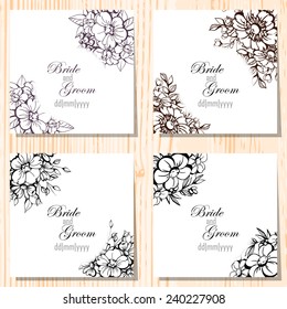 Wedding invitation cards with floral elements