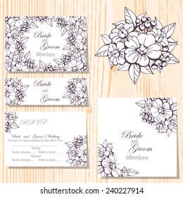 Wedding invitation cards with floral elements