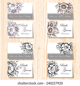 Wedding invitation cards with floral elements