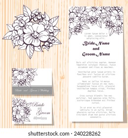 Wedding invitation cards with floral elements