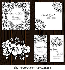 Wedding invitation cards with floral elements