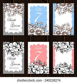 Wedding invitation cards with floral elements