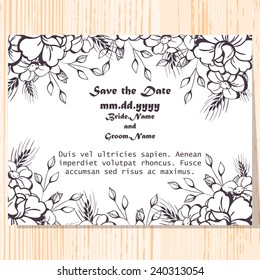 Wedding invitation cards with floral elements