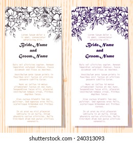 Wedding invitation cards with floral elements