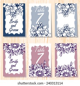 Wedding invitation cards with floral elements
