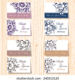 Wedding invitation cards with floral elements
