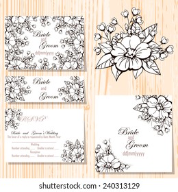 Wedding invitation cards with floral elements