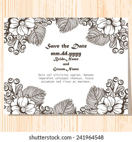 Wedding invitation cards with floral elements