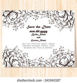 Wedding invitation cards with floral elements