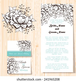 Wedding invitation cards with floral elements