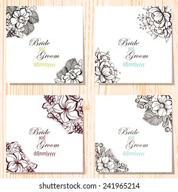Wedding invitation cards with floral elements