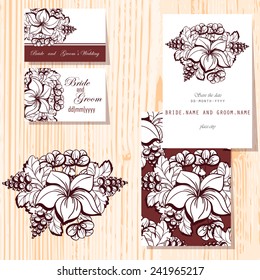 Wedding invitation cards with floral elements