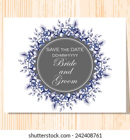 Wedding invitation cards with floral elements