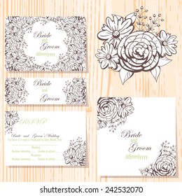 Wedding invitation cards with floral elements